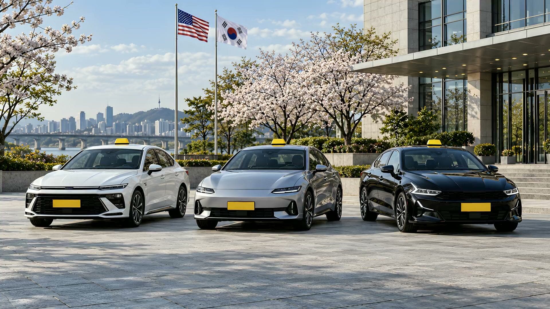 Exchange taxis at the headquarters, a base gate and the airport